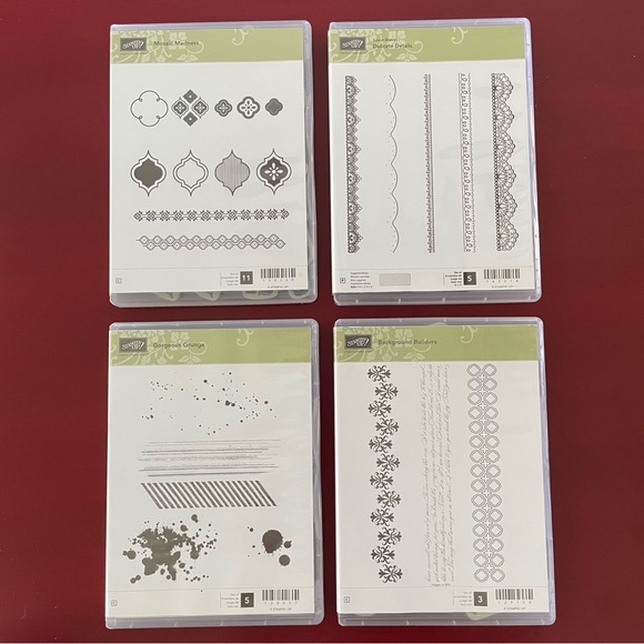 Stampin’ Up! Set of 4 Backgrounds and Borders Stamp Sets - Picture 1 of 6